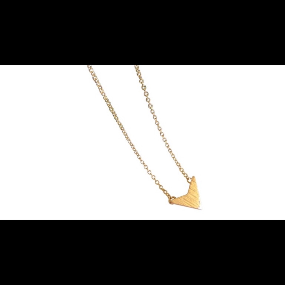 Gold Chevron V Pendant Necklace
